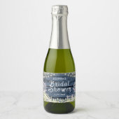 String Lights Gipskraut & Lace | Blaues Holz Schaumweinetikett (Vorderseite)