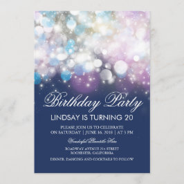 String Lights Glam Navy Vintage Geburtstagsparty Einladung