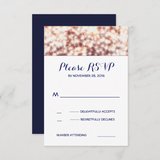 String lights glitz Hochzeit RSVP Karten (Vorne/Hinten)