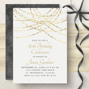 String Lights Gold Elegante Geburtstag Einladung