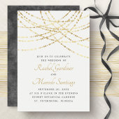 String Lights Gold Elegante Wedding Einladung