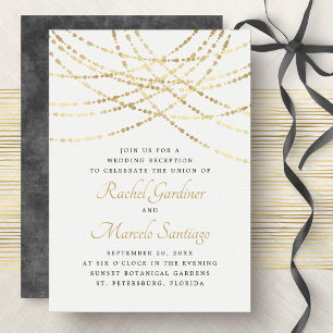 String Lights Gold Eleganter Wedding Empfang Einladung