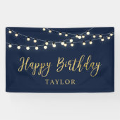 String Lights | Gold Happy Birthday Party Banner (Horizontal)