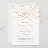 String Lights Gold Surprise Retirement Party Einladung (Vorderseite)