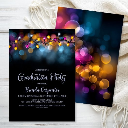 String Lights Graduation Party Einladung