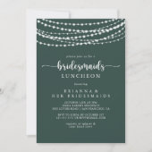 String Lights Green Bridesmaids Luncheon Dusche Einladung (Vorderseite)