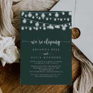String Lights Green Elopement Empfang Einladung