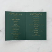 String Lights Green Gold Elegante Script Hochzeit Programm (Innenseite)