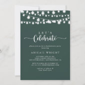String Lights Green Let's Celebrate Party Einladung (Vorderseite)