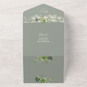 String Lights Greenerity QR Code Sage Green Weddin All In One Einladung (Außenbereich)