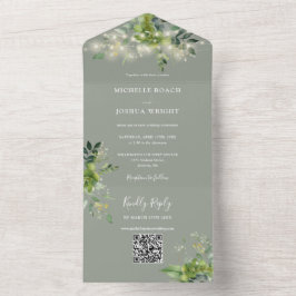 String Lights Greenerity QR Code Sage Green Weddin All In One Einladung