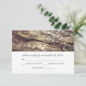 String Lights Heart Rustic Wood Wedding RSVP Karte (Stehend Vorderseite)