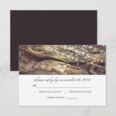 String Lights Heart Rustic Wood Wedding RSVP Karte (Vorne/Hinten)