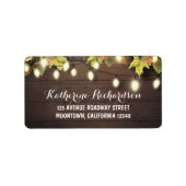String lights & Herbstlaubs rustikale Adressetiket Adressaufkleber (Vorne)