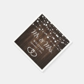 String Lights Herz rustikale Holzhochzeit Serviette (Ecke)