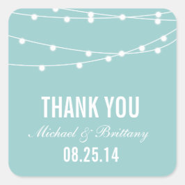String Lights | Hochzeitskleber Quadratischer Aufkleber