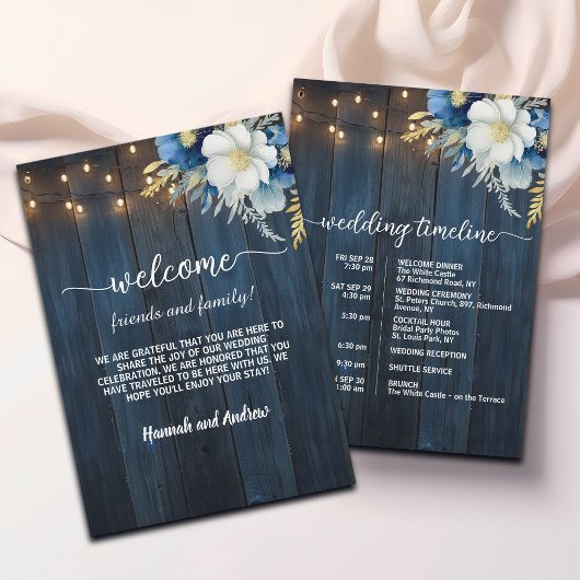 String Lights Hochzeitszettel-Letter & Timeline-Ka Einladung