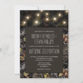 String Lights + Jagen Camouflage Hochzeitseinladun Einladung (Vorderseite)