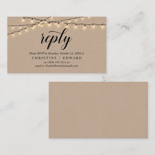 String Lights Kraft, Black Script, UAWG response Begleitkarte (Vorne/Hinten)