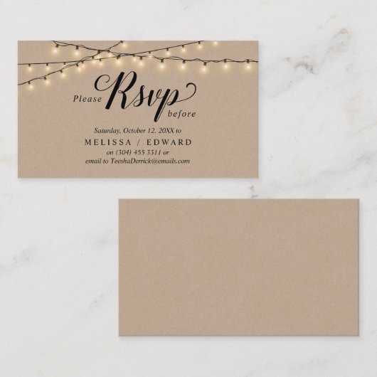 String Lights Kraft, Black Script, UAWG response Begleitkarte (Vorne/Hinten)