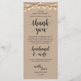 String Lights Kraft, Place Setting Dankeschön Card Programm