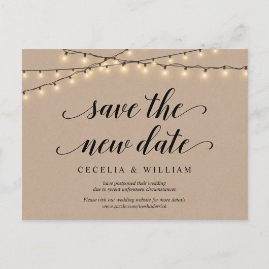 String Lights, Kraft, Rett des neuen Datums, Zurüc Postkarte (Vorderseite)