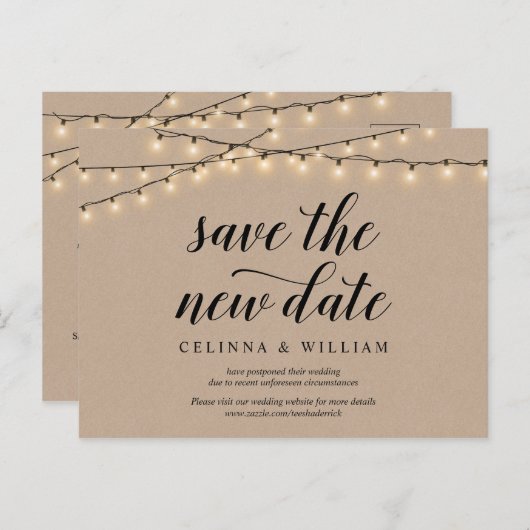 String Lights, Kraft, Rett des neuen Datums, Zurüc Postkarte (Vorne/Hinten)