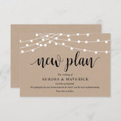 String Lights Kraft, Schwarz, Hochzeitverschiebung Begleitkarte (Vorne/Hinten)