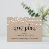 String Lights Kraft, Schwarz, Hochzeitverschiebung Begleitkarte (Stehend Vorderseite)
