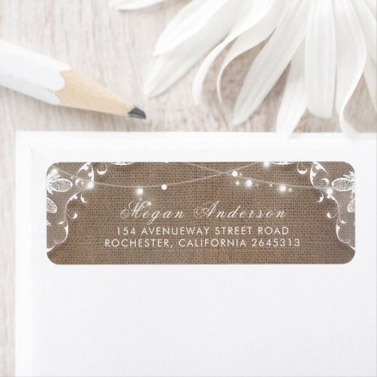 String Lights Lace und Burlap Rustic Elegant (Insitu)