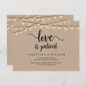 String Lights, Liebe ist geduldig, Hochzeit verzög Postkarte (Vorne/Hinten)