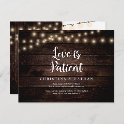 String Lights, Liebe ist geduldig, Schwarz, Zurück Postkarte (Vorne/Hinten)