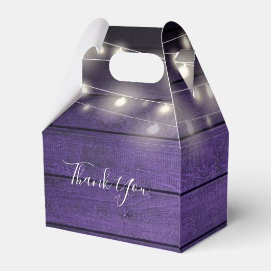 String Lights Lila rustikale HolzskriptWedding Geschenkschachtel (Rückseite)