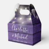 String Lights Lila rustikale HolzskriptWedding Geschenkschachtel (Vorderseite)