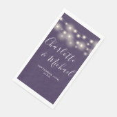 String Lights Lila Signature Script Wedding Serviette (Ecke)