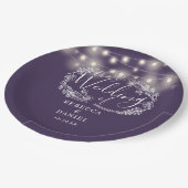 String Lights Lila SkriptWedding Pappteller (Schrägansicht)