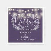 String Lights Lila SkriptWedding Serviette (Vorderseite)