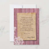 String Lights Lila Wood & Lace Wedding Vielen Dank Dankeskarte (Rückseite)