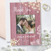 String Lights Lila Wood & Lace Wedding Vielen Dank Dankeskarte