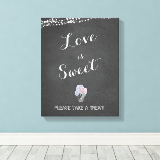 String Lights Mason Jar Chalkboard LIEBE ist SWEET Leinwanddruck (Insitu (Holzboden))