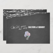 String Lights Mason Jar Chalkboard Matron of Ehre Einladung (Vorne/Hinten)
