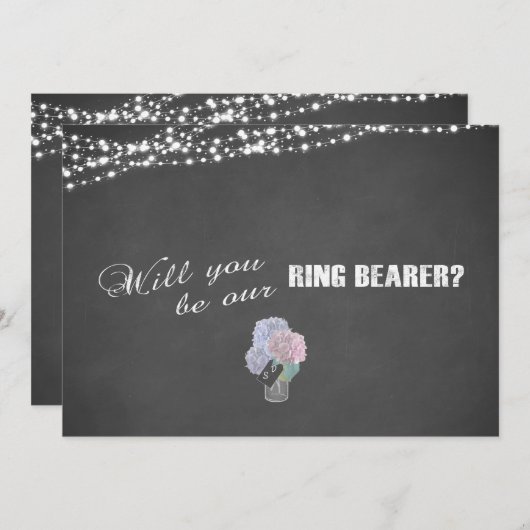 String Lights Mason Jar Chalkboard RING BEARER Einladung (Vorne/Hinten)