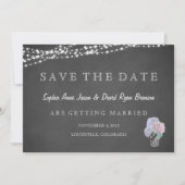String Lights Mason Jar Chalkboard SAVE THE DATE (Vorderseite)