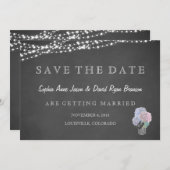 String Lights Mason Jar Chalkboard SAVE THE DATE (Vorne/Hinten)