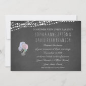 String Lights Mason Jar Chalkboard Wedite Einladung (Vorderseite)