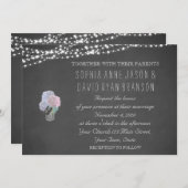 String Lights Mason Jar Chalkboard Wedite Einladung (Vorne/Hinten)