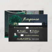 String Lights Mason Jar Firefly Wedding RSVP Cards (Vorne/Hinten)