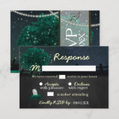 String Lights Mason Jar Firefly Wedding RSVP Cards Karte (Vorne/Hinten)