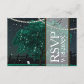 String Lights Mason Jar Firefly Wedding RSVP Cards Karte (Rückseite)