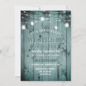 String Lights Mason Jar Rustic Wood Vow Erneuerung Einladung (Vorderseite)